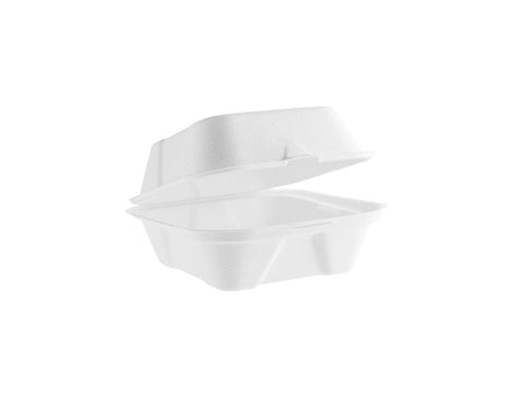 5in bagasse burger box - white