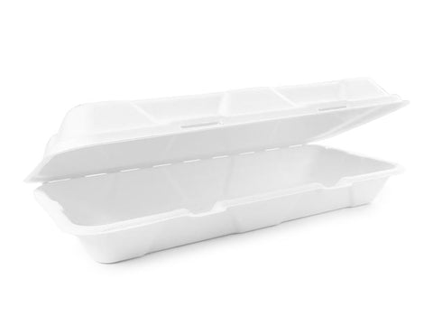 12 x 6in bagasse clamshell - white