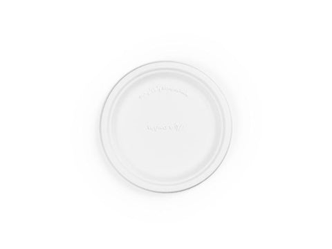 7in bagasse plate - white