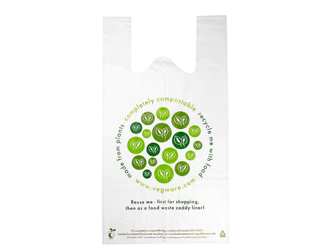 Medium compostable singlet shopping bags - white