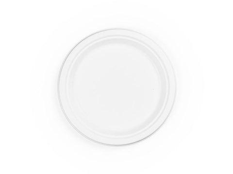 6in bagasse plate - white