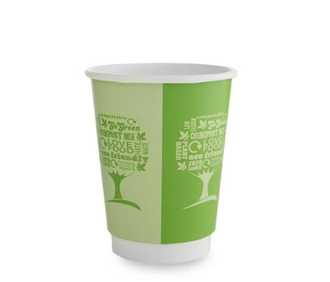 12oz green tree hot cup, large lid