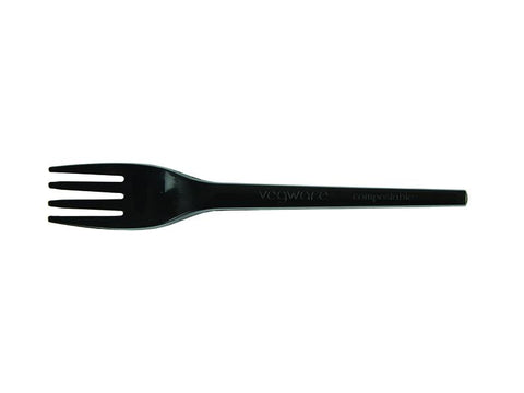 6.5in RCPLA compostable fork - black
