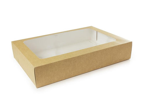 Large platter box with sliding insert - kraft
