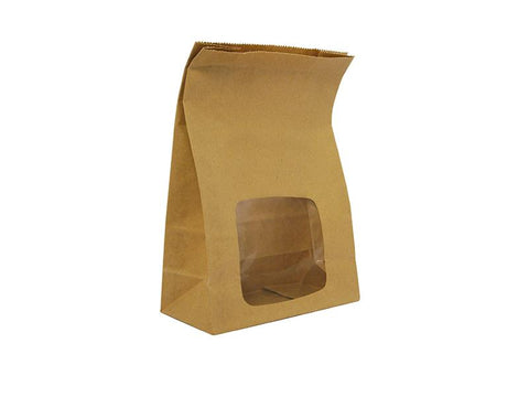 NatureFlex window bloomer bag 15.2 x 7.6 x 22.8cm - kraft