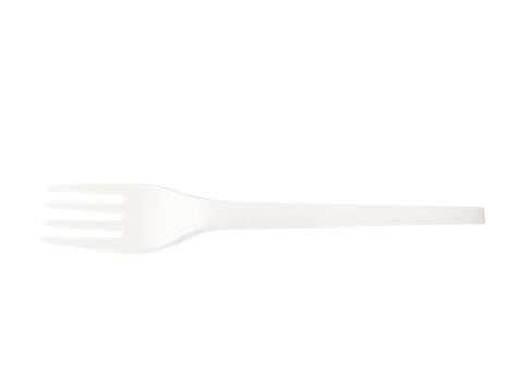6.5in RCPLA compostable fork - white