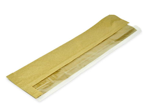 PLA side window bag 10.1 x 15.2 x 35.5cm - kraft