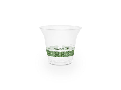 9oz (280ml) standard PLA cold cup - clear - leaf green band