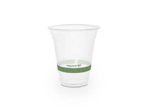 12oz (360ml) standard PLA cold cup - clear - leaf green band