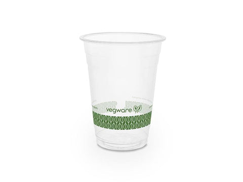 16oz (500ml) standard PLA cold cup - clear - leaf green band