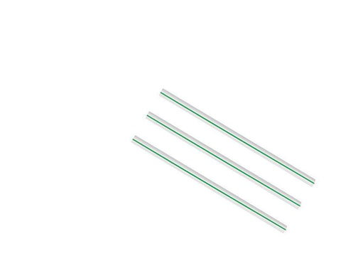 Cocktail 5 x 150mm clear PLA green stripe straw