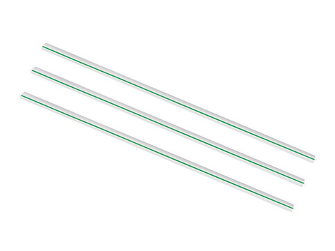 High ball 5 x 210mm clear PLA green stripe straw
