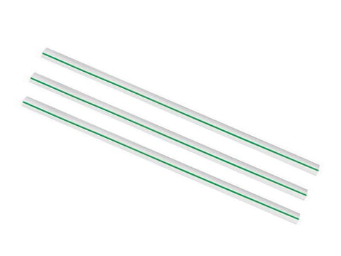 Jumbo 10 x 210mm clear PLA green stripe straw