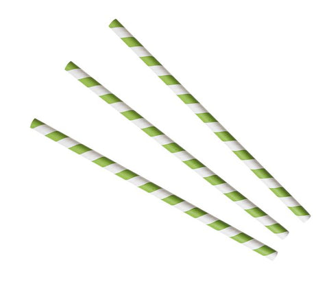 Jumbo green swirl paper straws 8 x 200mm